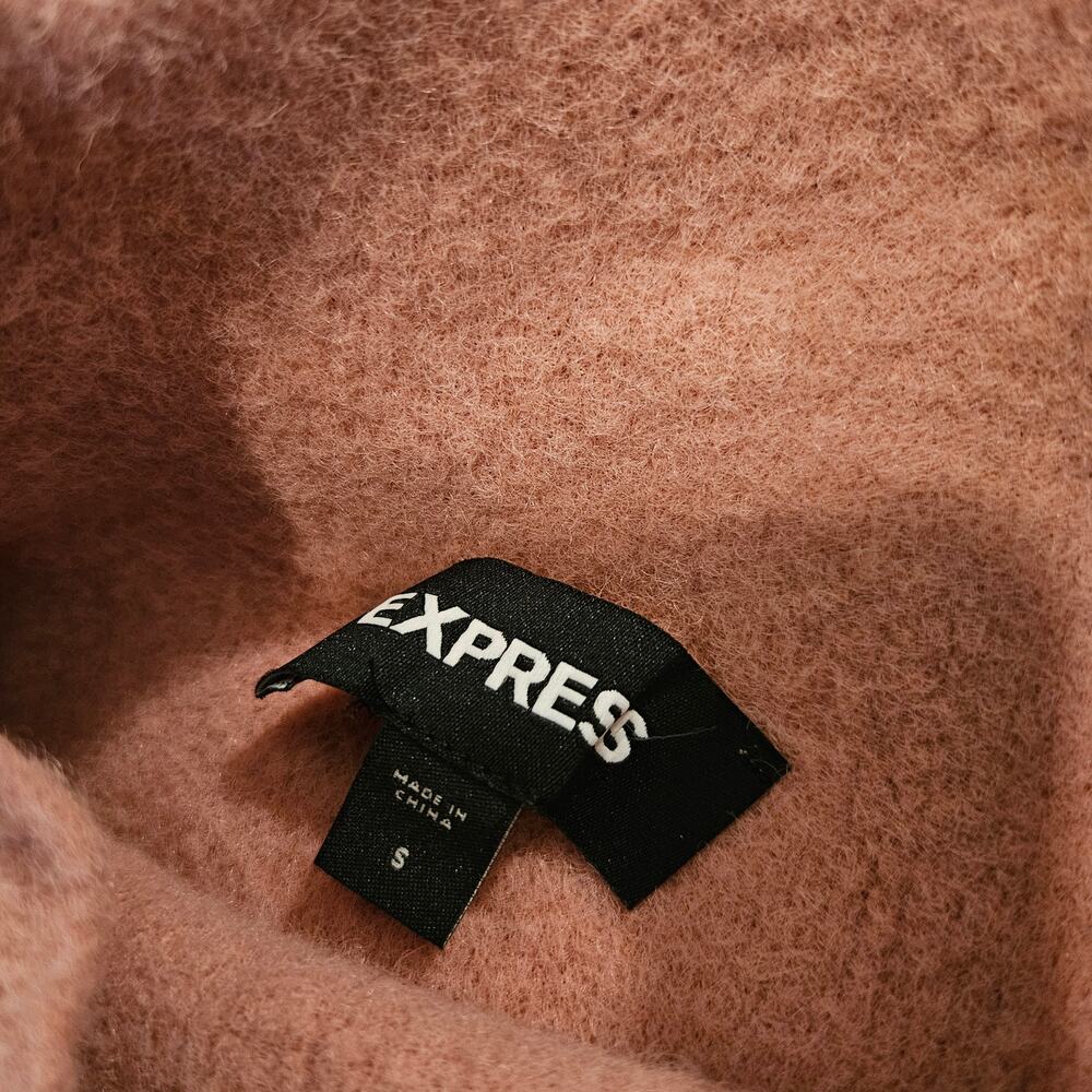 Express Women's Small Blush Pink Fuzzy Mock Neck Sweater Soft Cozy Knit - Picture 3 of 9